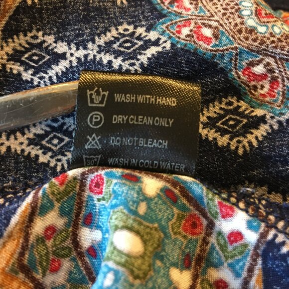 Southern Stitch Tunic Mini Dress Womens XXL Navy Print Tassels Boho Flowy - Picture 12 of 12